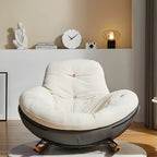 Button-tufted upholstered wooden rocking accent chair with black legs