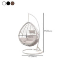 Metal upholstered porch swing egg chair with stand and chain, seating for two in cocoa and cream colors