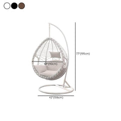 Metal Upholstered Porch Swing with Stand & Chain for 2-person Seating, Stand Included, Cocoa/Cream Porch Swings