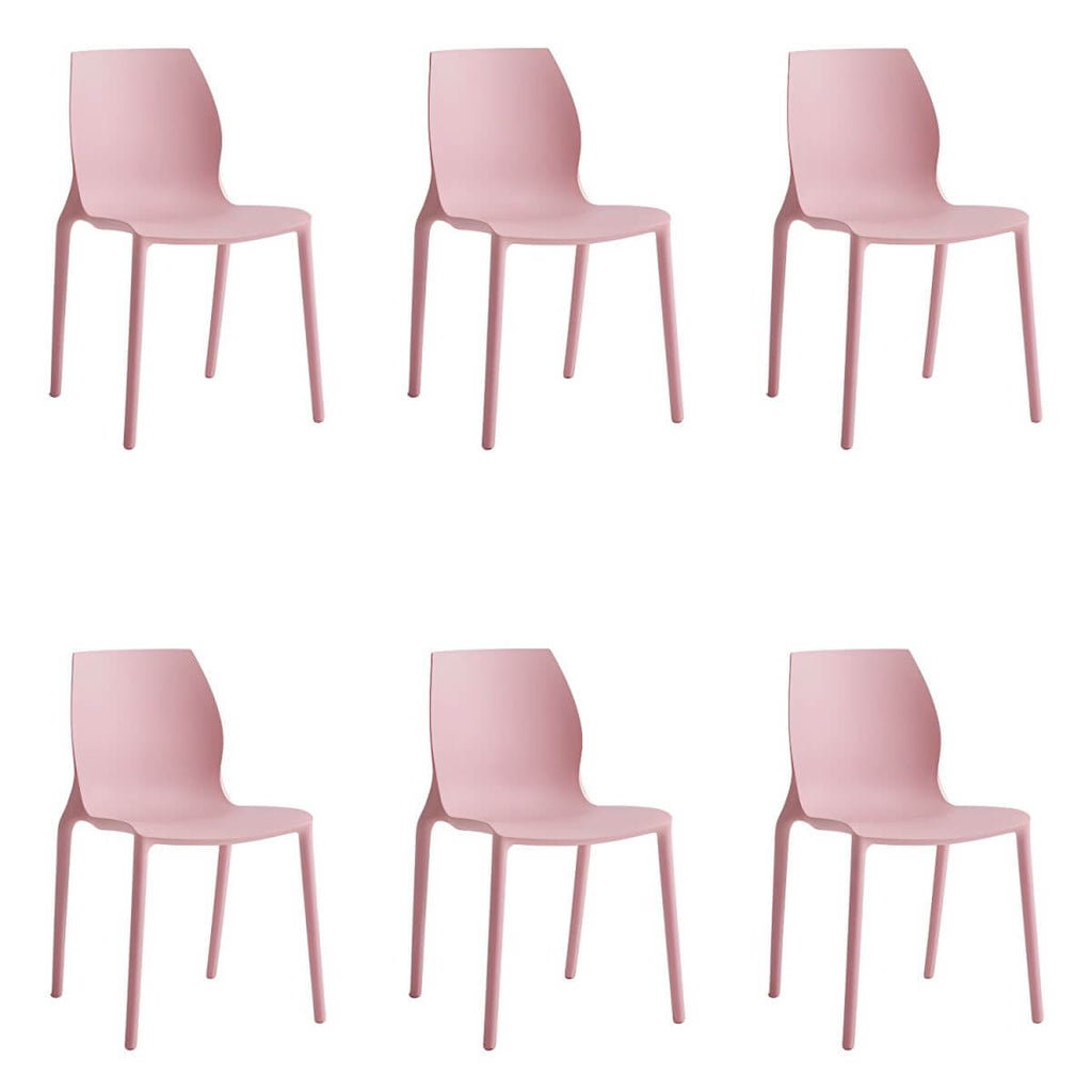 Stackable modern Scandinavian plastic and acrylic chair for kitchen and dining use