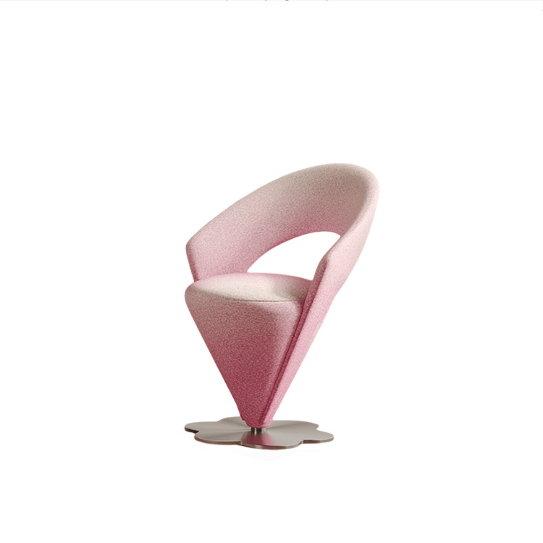 Pink and khaki Luxe Cone vanity stool with swivel feature for stylish seating