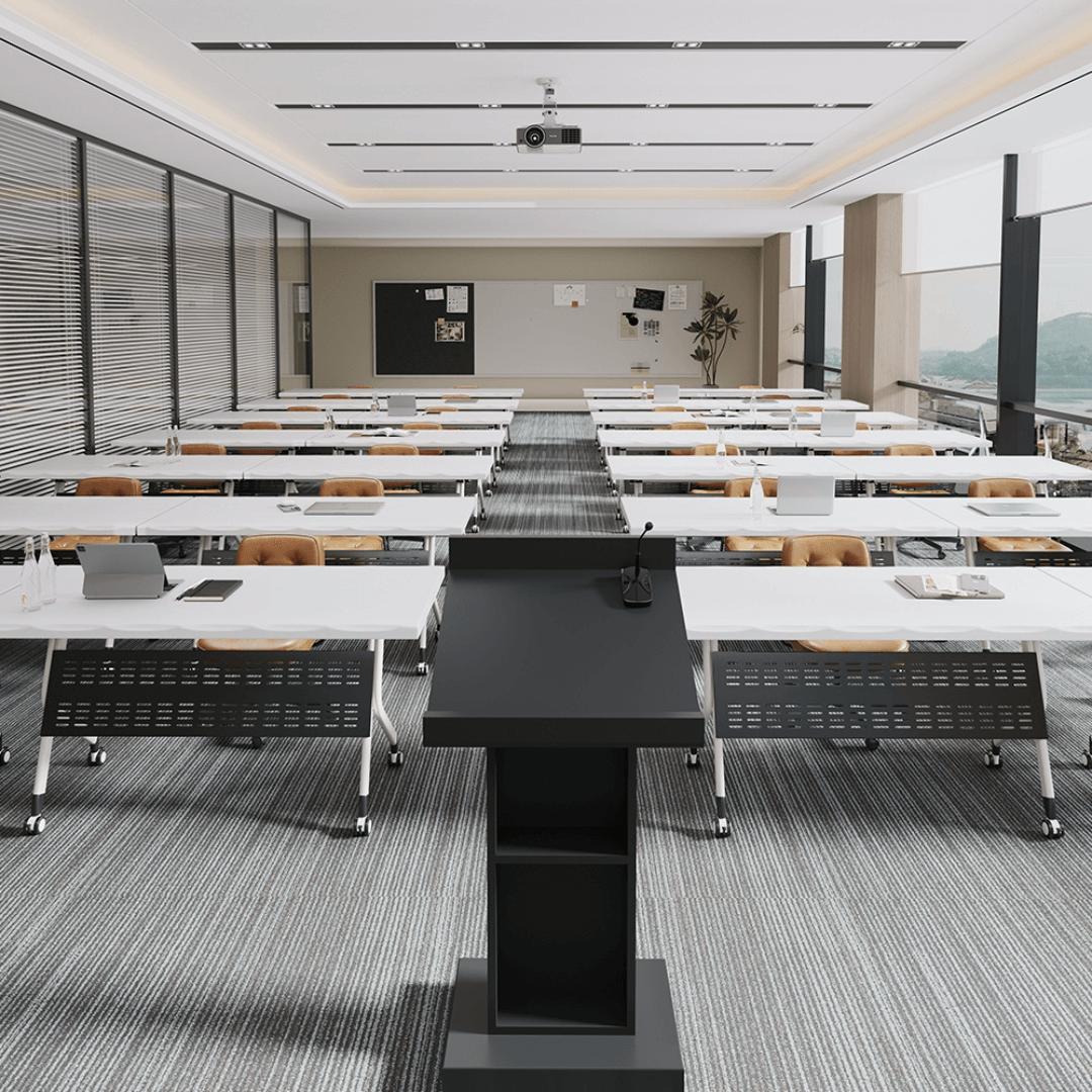 Foldable meeting table that is durable, lightweight, and easy to store