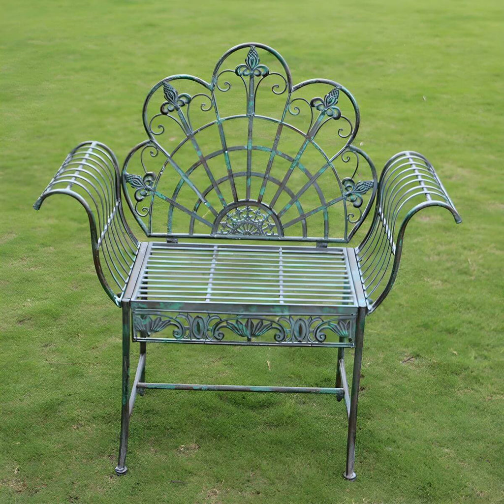 Green metal outdoor dining chair with classic style and water-resistant finish main product image