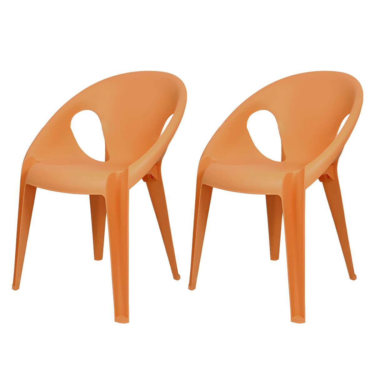 Stackable modern arm chair with open back made of plastic and acrylic for dining