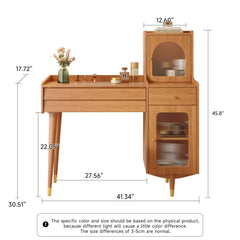 Storage Dressing Table Wooden with Adjustable Side Cabinet Position