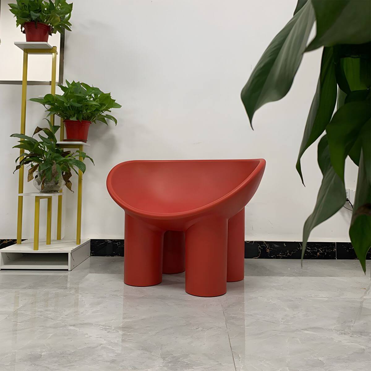 Chaise d'accent moderne sans bras en PP en forme de bol avec pieds éléphant Image secondaire du produit