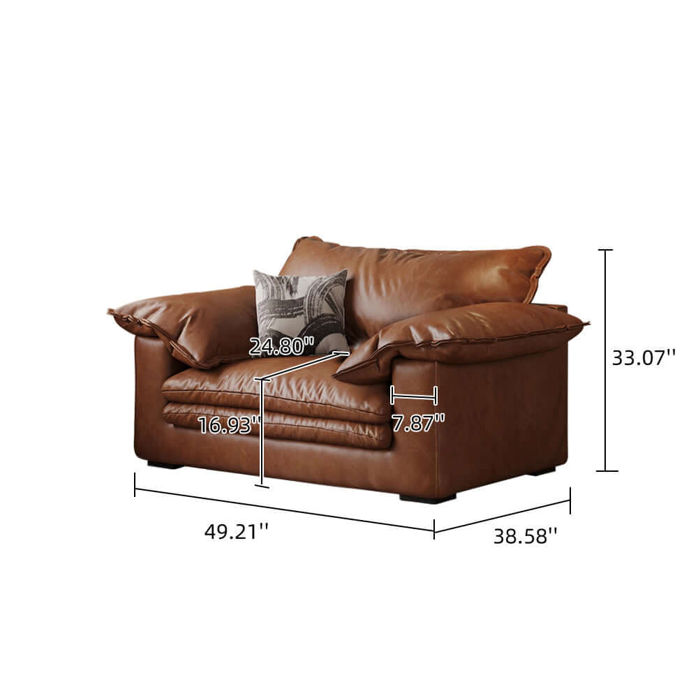 Brown vintage faux leather sofa for living room with classic design and comfortable seating