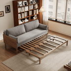 Gray corduroy sofa bed with durable ash wood frame, foldable design ideal for small spaces main product image