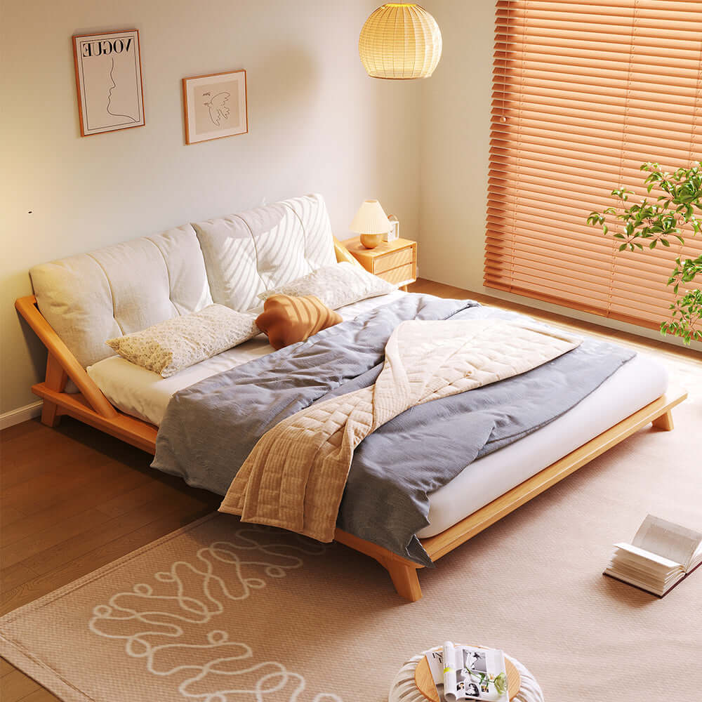 Double bed made of solid wood with tatami design for a natural and sturdy sleeping experience