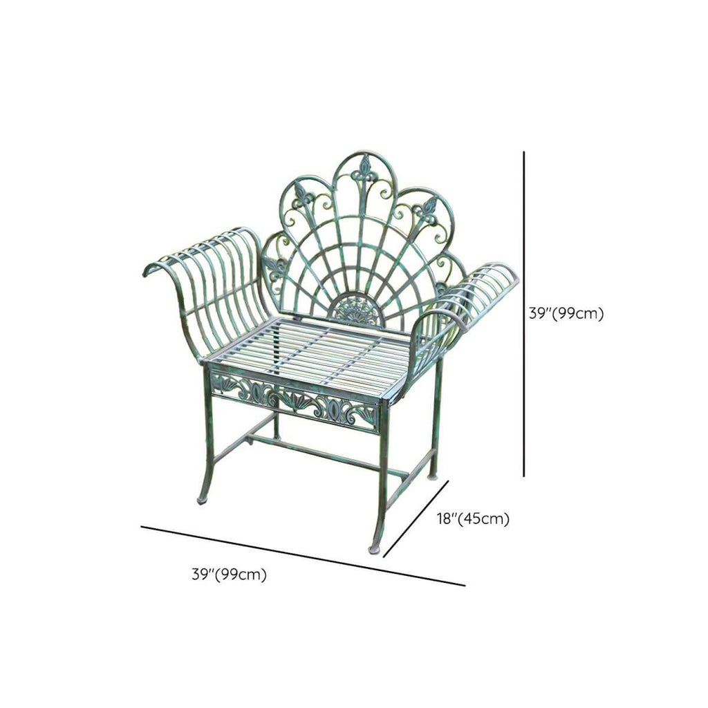 Green metal outdoor dining chair with classic style and water-resistant finish