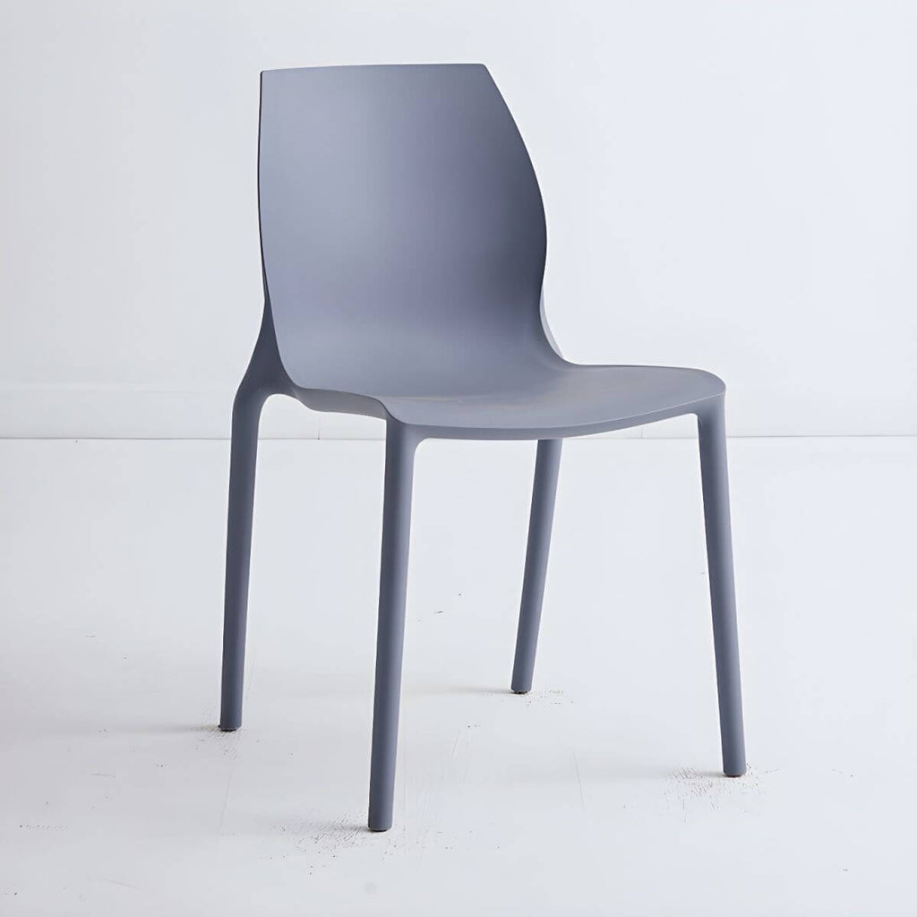 Stackable modern Scandinavian plastic and acrylic chair for kitchen and dining use