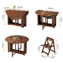 Smooth Surface Solid Wood Folding Dining Set with Easy Mobility and Stability