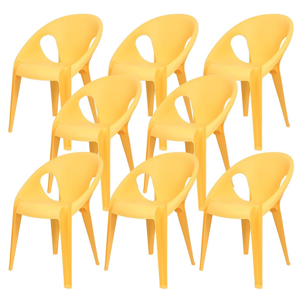 Stackable modern arm chair with open back made of plastic and acrylic for dining