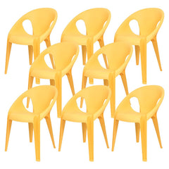 Stackable Modern Arm Chair with Open Back in Plastic & Acrylic Dining Chairs