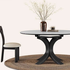 Luxury Sintered Stone Square to Round Convertible Telescopic Marbling Dining Table
