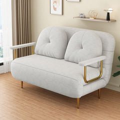 Glam Polyester Fiber Convertible Sofa Sleeper with Tufted Back Futons