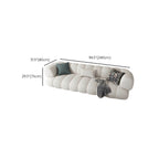 White Scandinavian fabric sofa with biscuit back and tuxedo arms