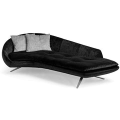 White/Black Modern Chaise Longue Sofa Upholstered Linen Sofa 3Seater Sofa in Steel Legs