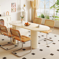 Dining Table Foldable Oval Design with Storage