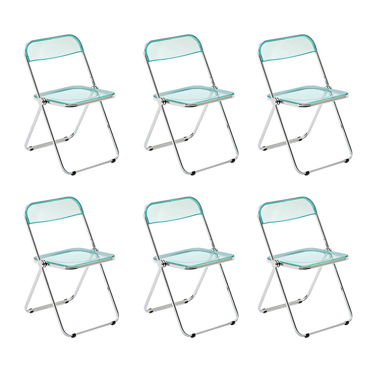 Scandinavian style dining chair with silver metal legs and plastic acrylic seat