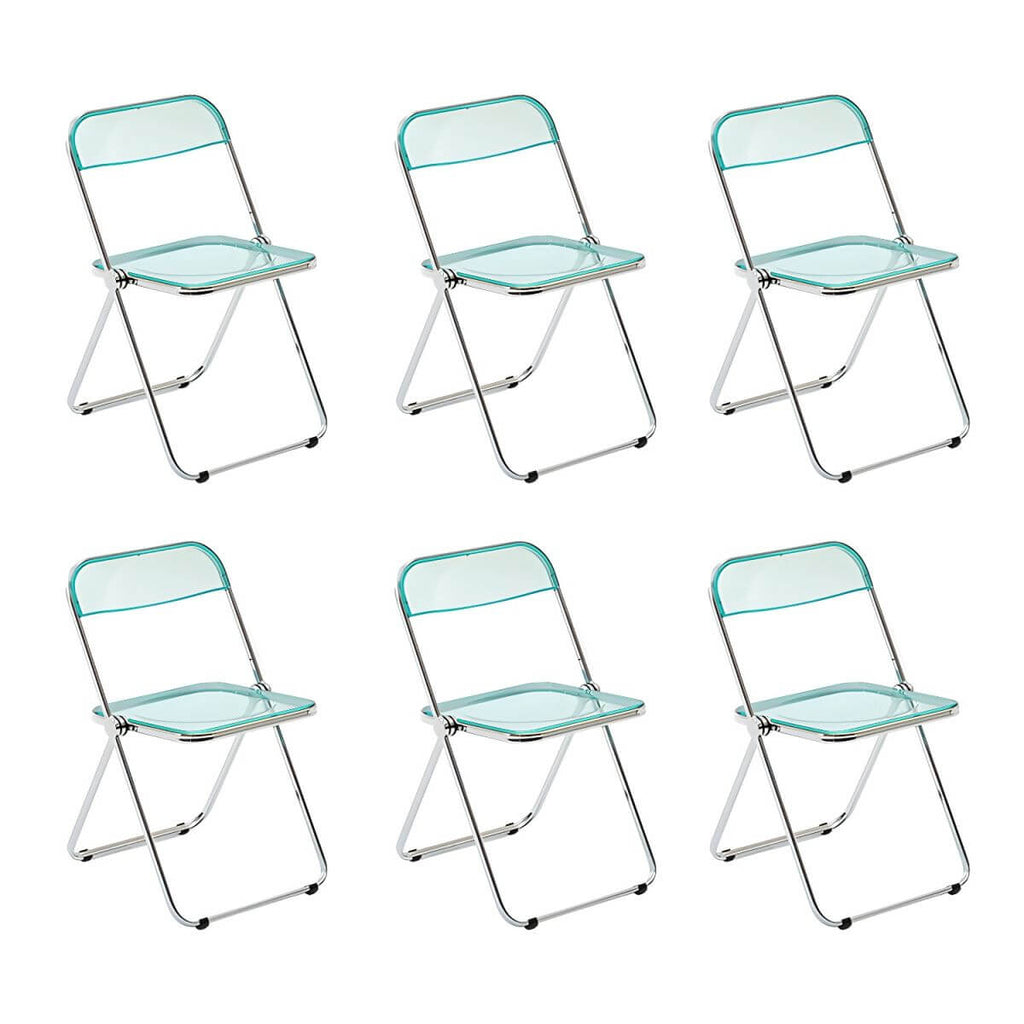 Scandinavian style dining chair with silver metal legs and plastic acrylic seat