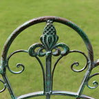 Green metal outdoor dining chair with classic style and water-resistant finish