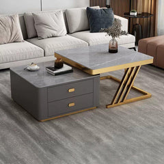 Square Steel Frame Modern Nesting Coffee Tables Set with Small Table, 2-Piece Collection Coffee Tables