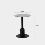 Round terrazzo table ideal for dining or office use with versatile design
