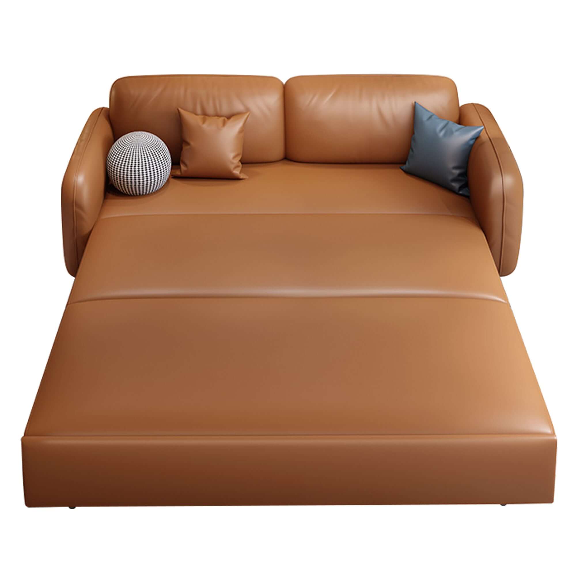 Convertible faux leather sleeper sofa bed with storage, 62.2 inches wide