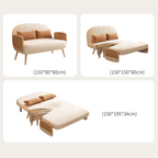 MidCentury modern single sofa bed with rattan, convertible folding daybed and lounge chair