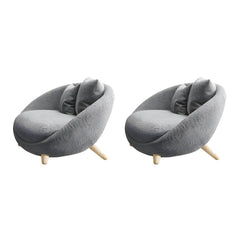 Scandinavian 34.6"Wide Cotton Blend Fixed Back Sloped Arms Papasan Chair with 2 Pillows Accent Chairs