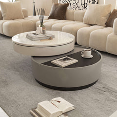 Microcrystalline Stone Top Rotating Round Coffee Table
