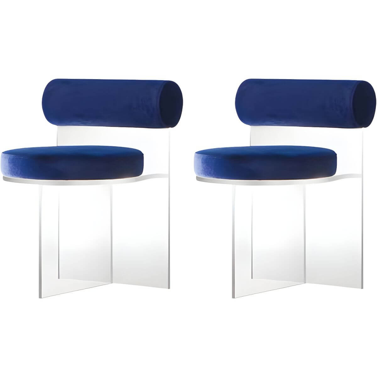 Acrylic contemporary dining chair with solid back, perfect for modern dining rooms