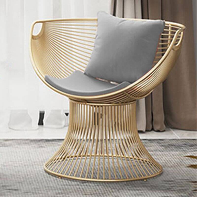 Solid color papasan chair with fixed back, armrest, and pillow for comfortable seating