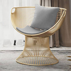 Glamorous Solid Color Papasan Chair with Fixed Back, Armrest, and Pillow Accent Chairs