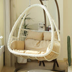 Metal stand porch swing with tropical unfinished color, pads, and chain for two swings