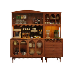 Vintage Sideboard aus Massivholz Geräumiger Aufbewahrungs- und Vitrinenschrank