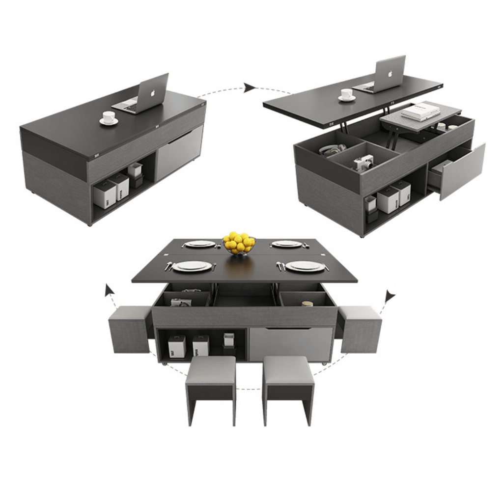 Practical and Chic Gray Lift Tables for Optimal Space Efficiency