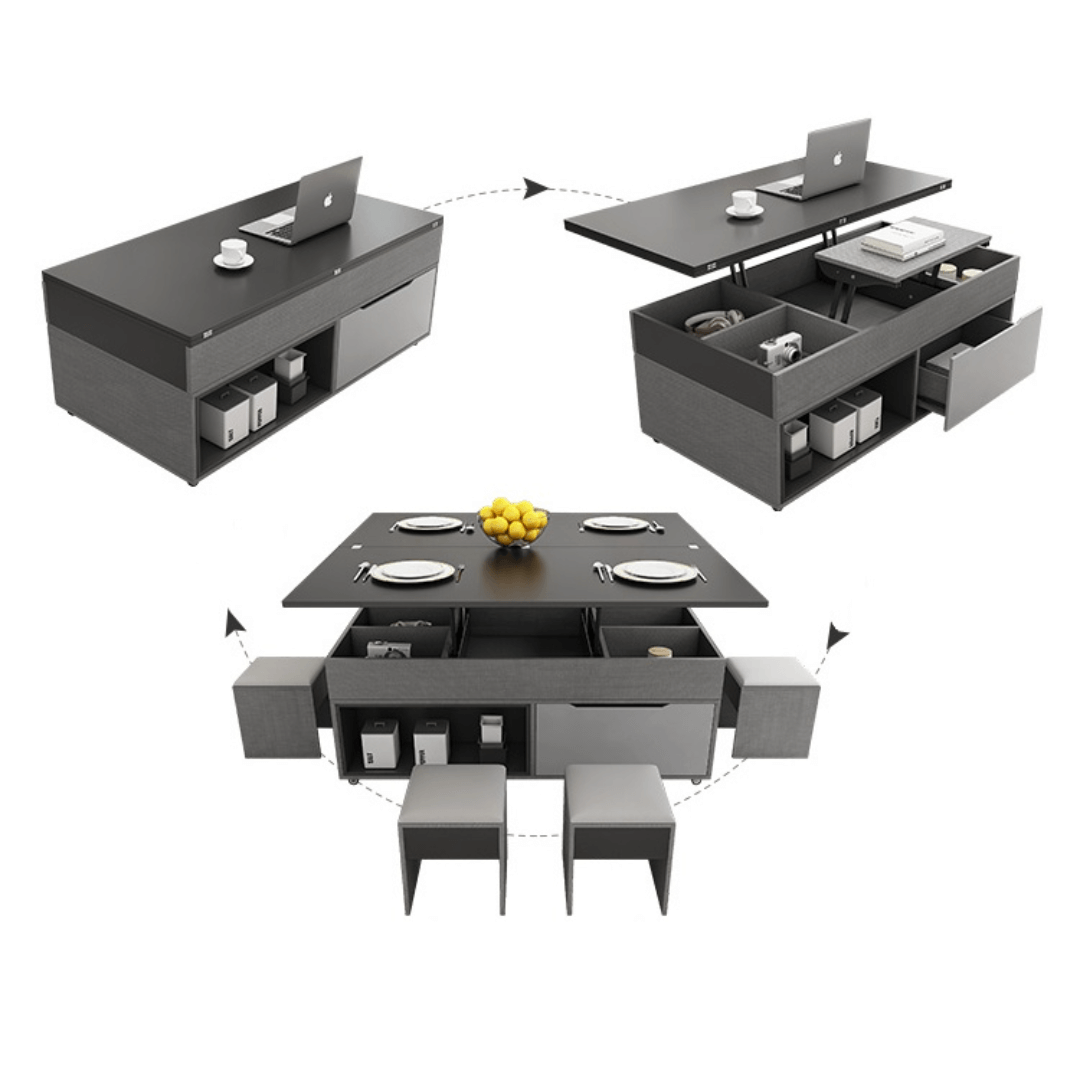 Practical and Chic Gray Lift Tables for Optimal Space Efficiency