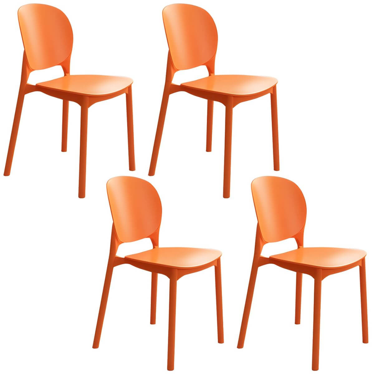 Stackable Scandinavian side chair with open back made of plastic and acrylic for dining