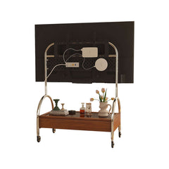 Modern Movable TV Stand Wood Small Media Console for Living Room