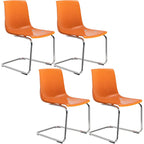 Scandinavian style plastic and acrylic dining side chair with silver legs, non-upholstered design