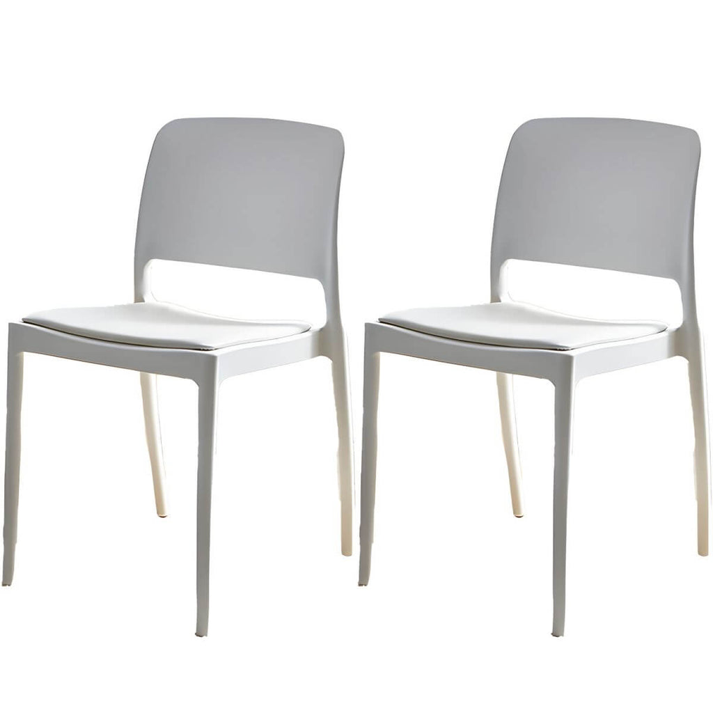 Scandinavian plastic and acrylic dining chair with low backrest and armless design