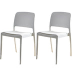 Scandinavian plastic and acrylic dining chair with low backrest and armless design