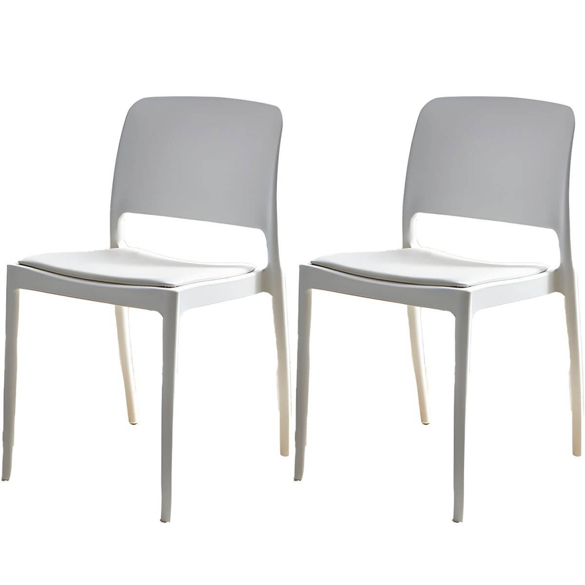 Scandinavian plastic and acrylic dining chair with low backrest and armless design