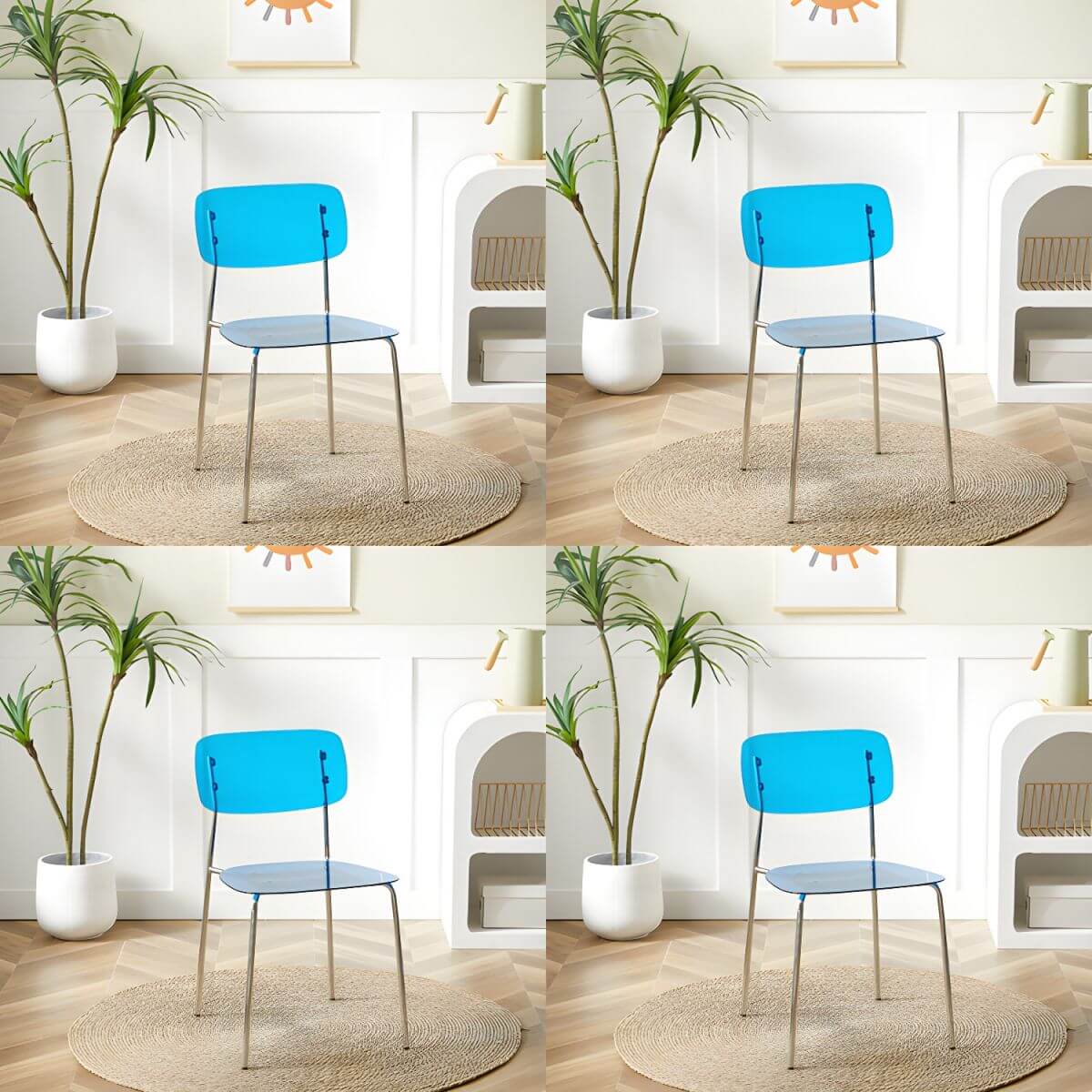 Transparent acrylic dining chair with modern design, perfect for living room and kitchen seating