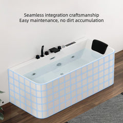 55-Inch White Acrylic Single Soak Rectangular Bathtub in a Modern Bathroom Setting