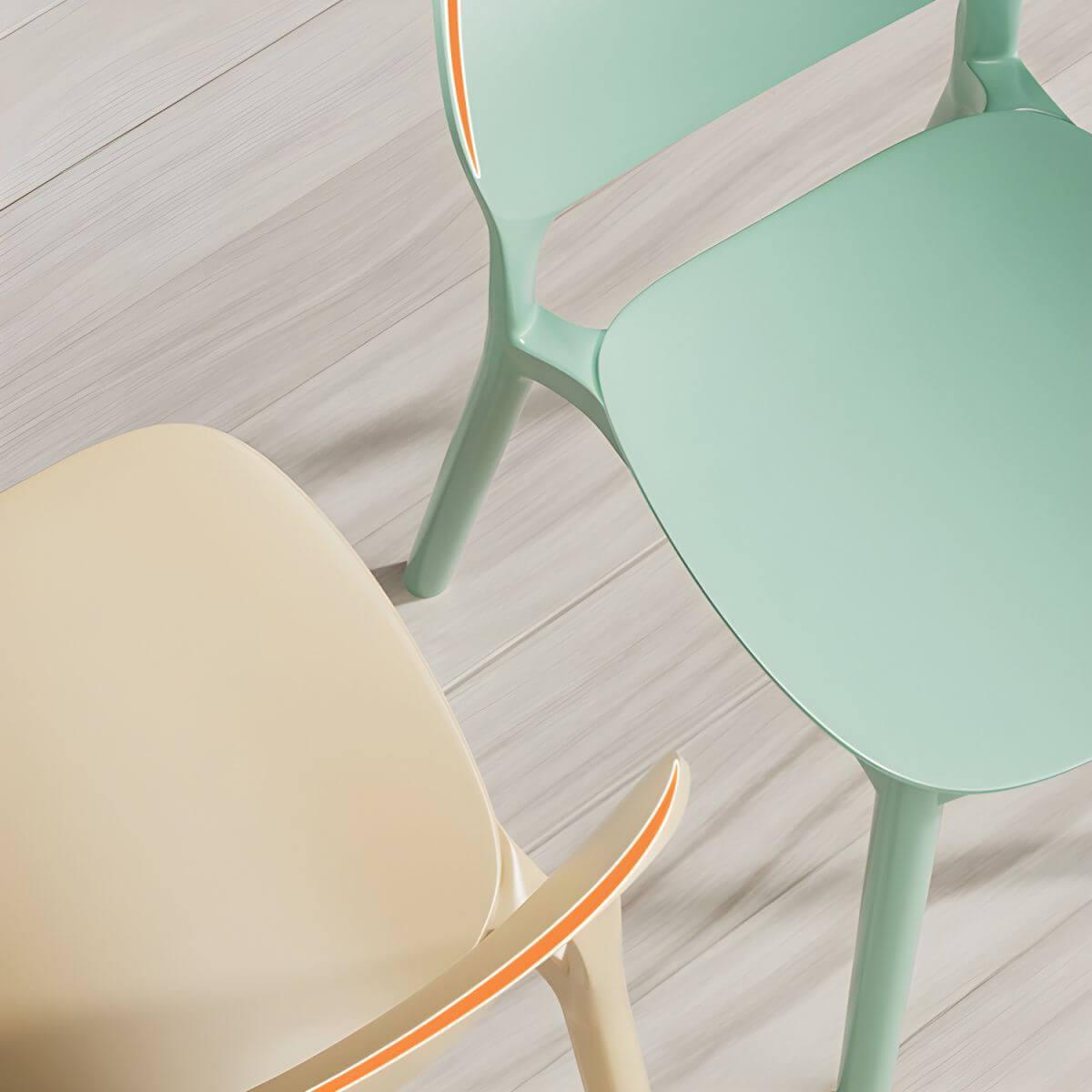 Stackable Nordic dining chair with acrylic legs and ergonomic backrest for modern dining rooms