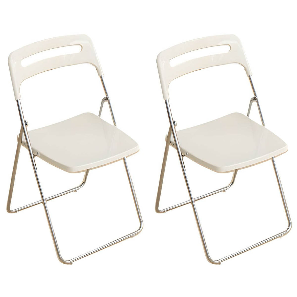 Modern collapsible open back side chair made of plastic and acrylic, ideal for kitchen and dining areas