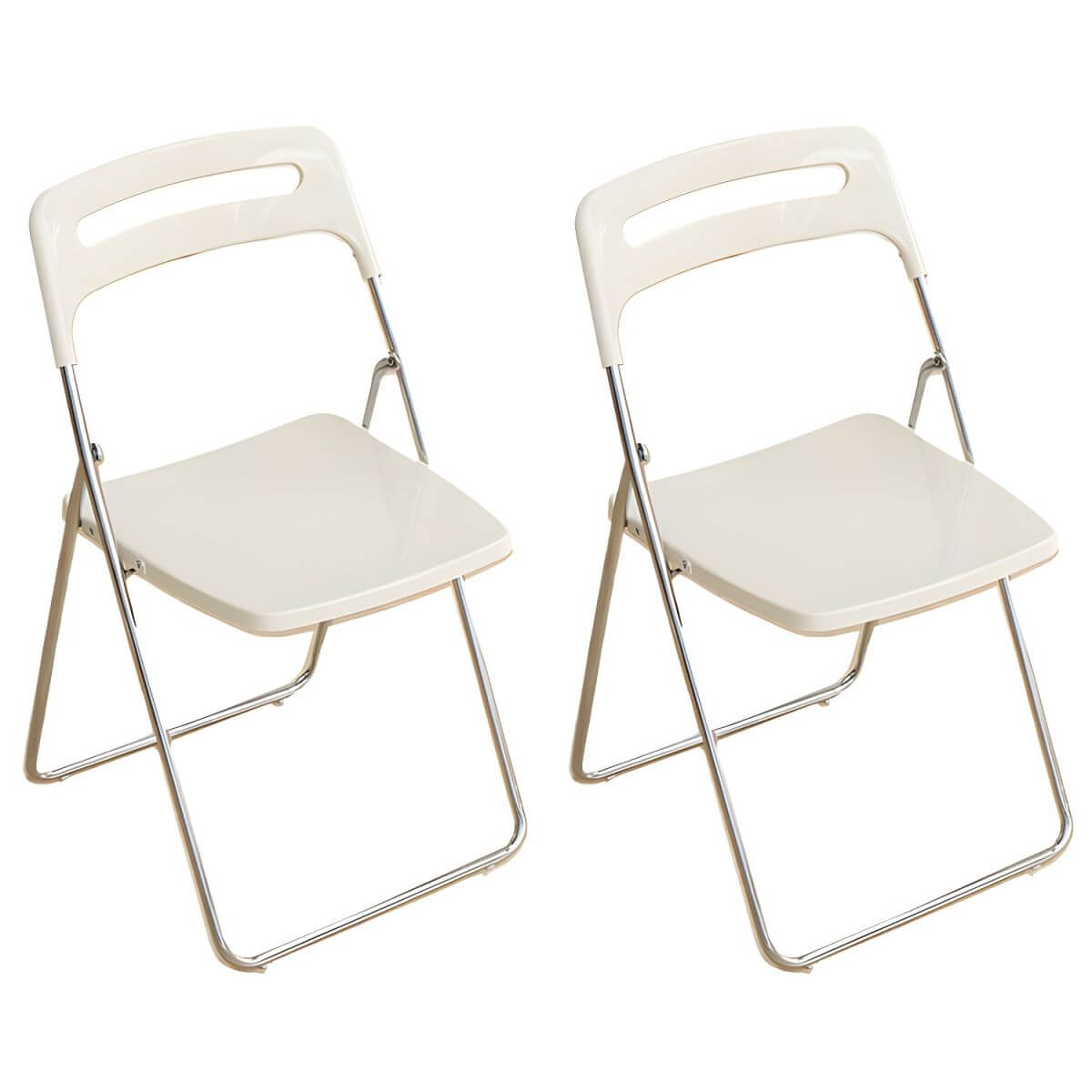 Modern collapsible open back side chair made of plastic and acrylic, ideal for kitchen and dining areas